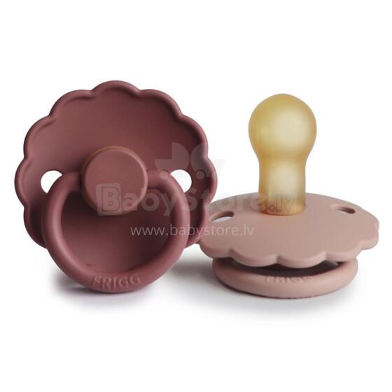 Frigg Daisy Round Latex Art.76222028 Blush/Woodchuck Pacifier (nipple) made of 100% natural rubber 6-18 months (2 pcs.)