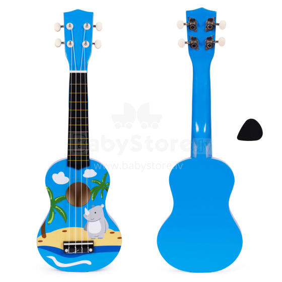 Gitara ukulele vaikams medinė 4 stygos nailoninės grojimo plektrą ECOTOYS