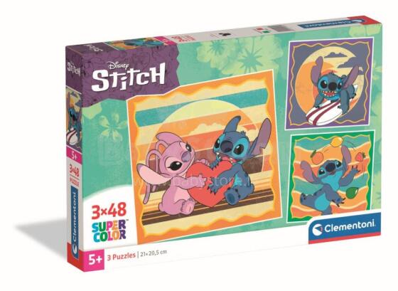CLEMENTONI dėlionė Disney Stitch, 3x48 det., 25062