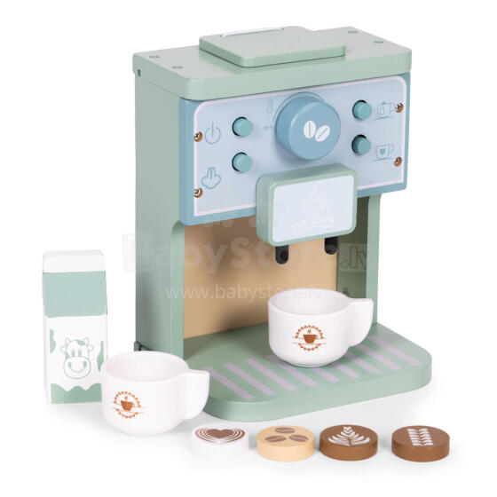 ECOTOYS Medinis žaislinis kavos aparato baristos rinkinys vaikams
