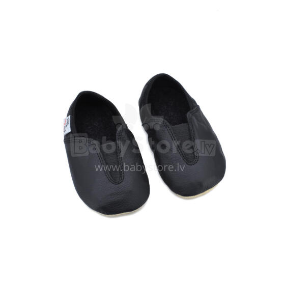 Bebe Basic Kids Hip-Hop Punsa Gymnastics Shoes Art.SB130 Black Gimnastikos bateliai su odiniais padais