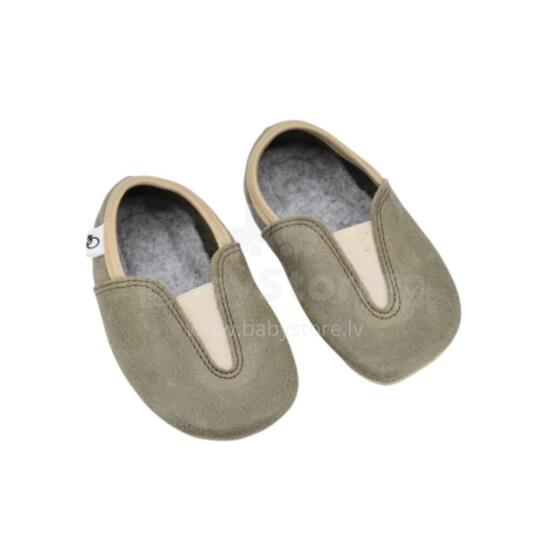 Bebe Basic Kids Hip-Hop Punsa Gymnastics Shoes Art.SB131 Eco Olive  Gimnastikos bateliai su odiniais padais