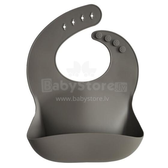 Mushie Silicone Bib Art.2500227 Dove Grey Kūdikio seilinukas pagamintas iš 100 % aukštos kokybės silikono