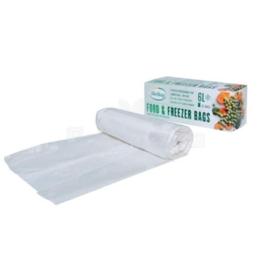 Food freezer bags compostable BioBag 6L (20 pcs. per roll) 18mkr. 24x50cm transparent