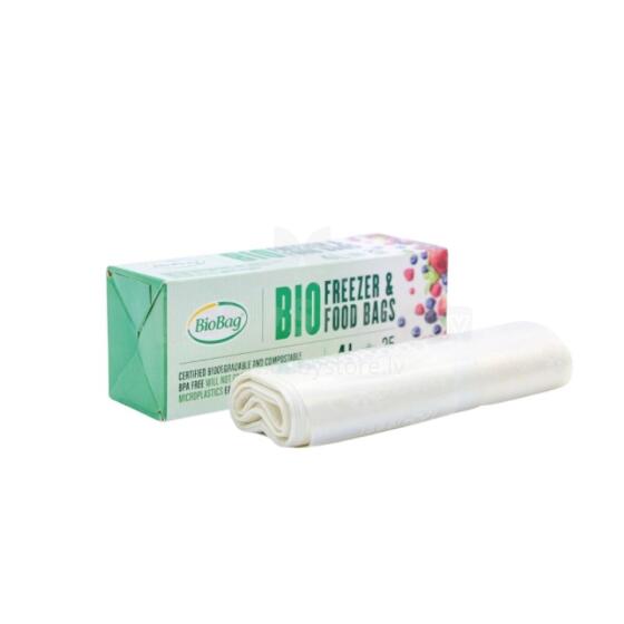 Food freezer bags compostable BioBag 4L (25 pcs. per roll) 18mkr. 24x40cm transparent