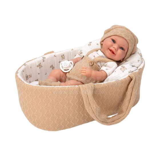 Arias kūdikio lėlė rudos nešyklės, berniukas, 33 cm