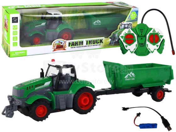 R/C Traktorius su Priekaba 1:24 Šviesos Žalias