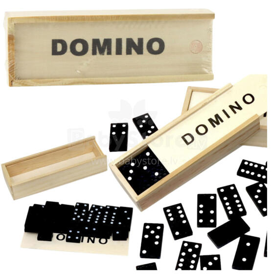 Šeimos logikos žaidimas Domino 32 mediniai kauliukai juodi