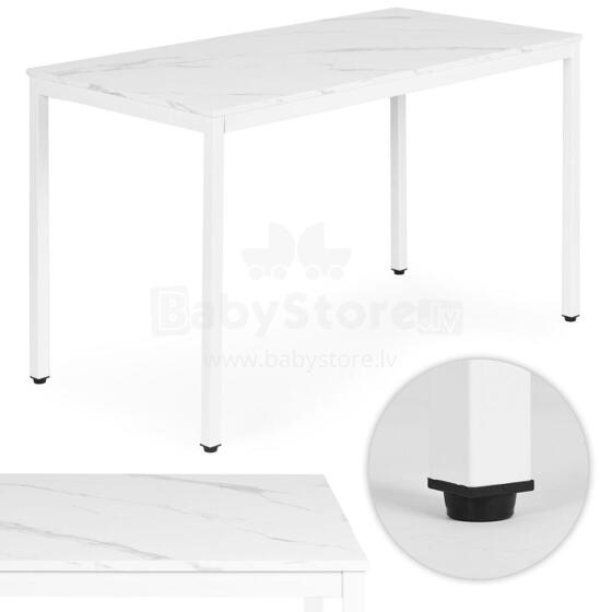 Virtuvės valgomojo stalas 4-5 žmonėms Kompiuterio stalas 120x60 cm Baltas marmuras ModernHome