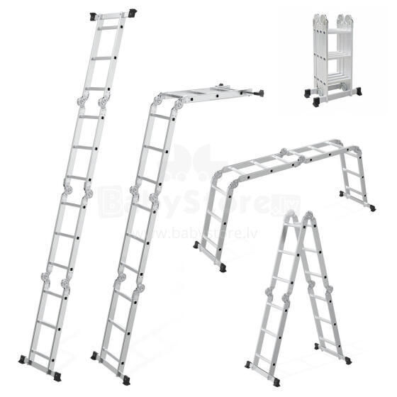 Drabina aluminiowa wielofunkcyjna 4x3 przegubowa składana 150 kg ModernHome