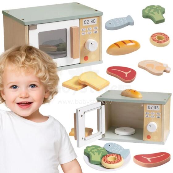 TOOKY TOY Wooden Microwave Kitchen Set of Food Products
