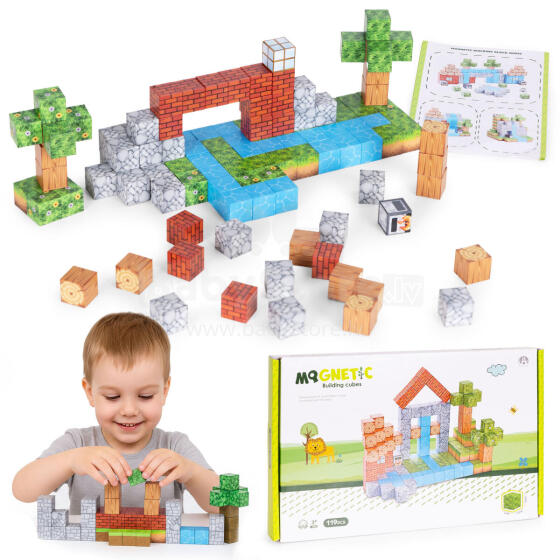 Magnetic Construction Blocks Set for Children 119 Pieces Cubes