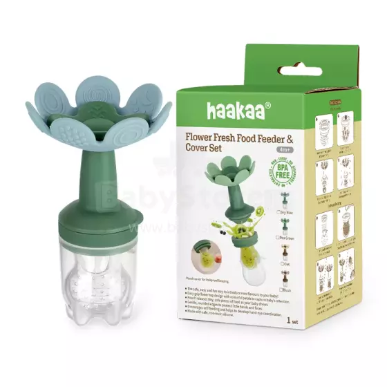 Haakaa Flower Freeze-N-Feed Mini Combo Art.BHK157-KB Sky Blue  Silicone strainer for feeding fresh vegetables (Nibbler)