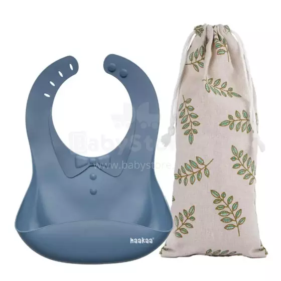 Haakaa Silicone Bib Art.UTE63-B Bluestone  Kūdikio seilinukas pagamintas iš 100 % aukštos kokybės silikono