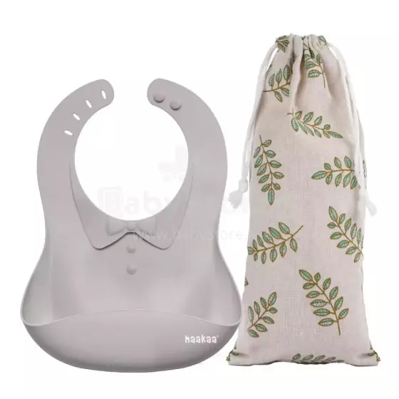 Haakaa Silicone Bib Art.UTE63-S Suva Grey Kūdikio seilinukas pagamintas iš 100 % aukštos kokybės silikono