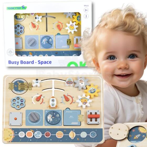 TOOKY TOY Medinė edukacinė lenta Montessori astronauto erdvėlaivis