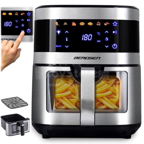 Be aliejaus keptuvė Oro keptuvė didelė keptuvė 9.1l Berdsen 1700 W BD-656 sidabrinė