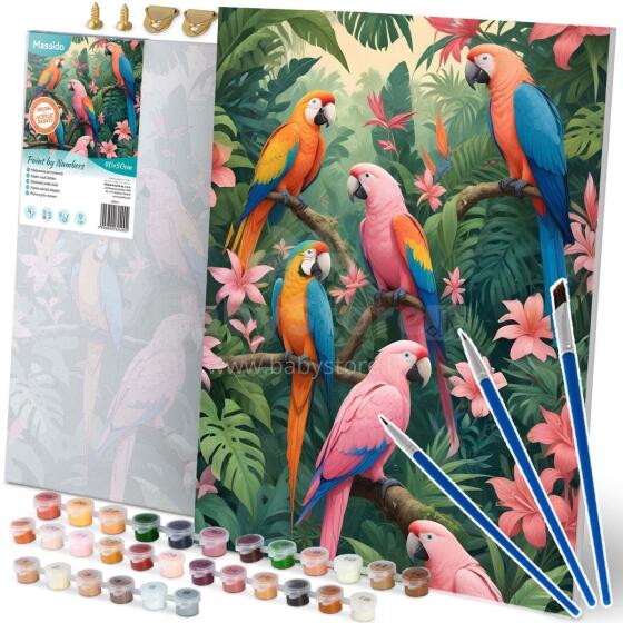 Paveikslas pagal numerius 40x50 cm Massido Papūgos