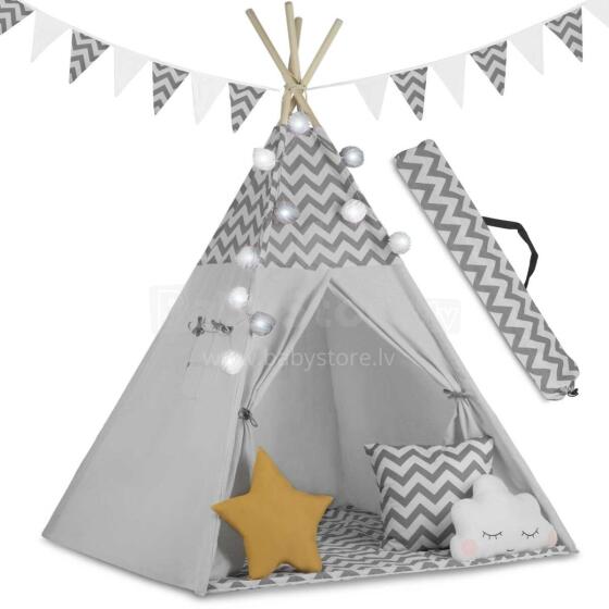Tipi palapinė vaikams su šviesomis Nukido - pilka
