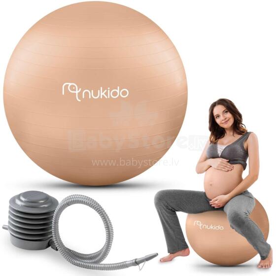 Nėštumo mankštos kamuolys 65 cm NS-951 smėlinis