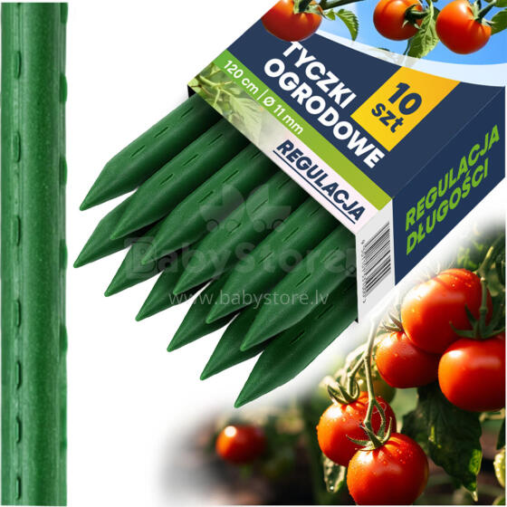 Augalų kuoliukai 120 cm ploni PL-940 žali 10 vnt.
