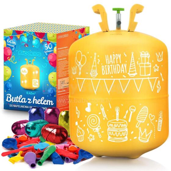 Helio balionų cilindras 0.42m3 su balionais ir juostele Ricokids
