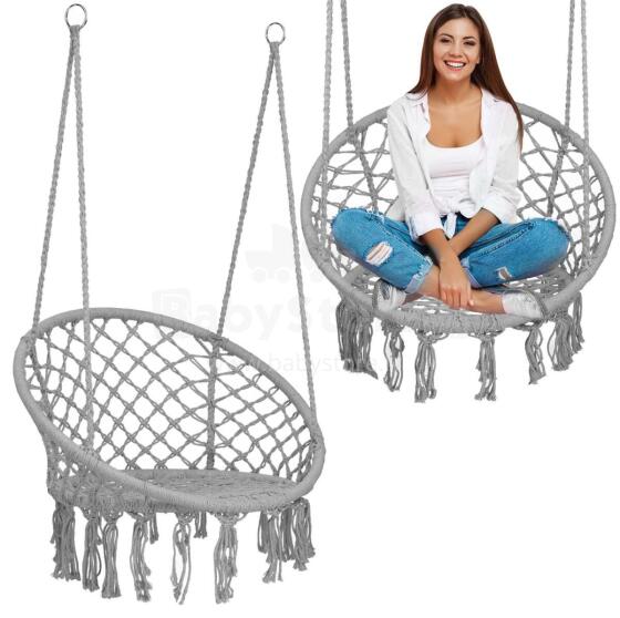 Pakabinama sodo kėdė supynė BOHO pilka