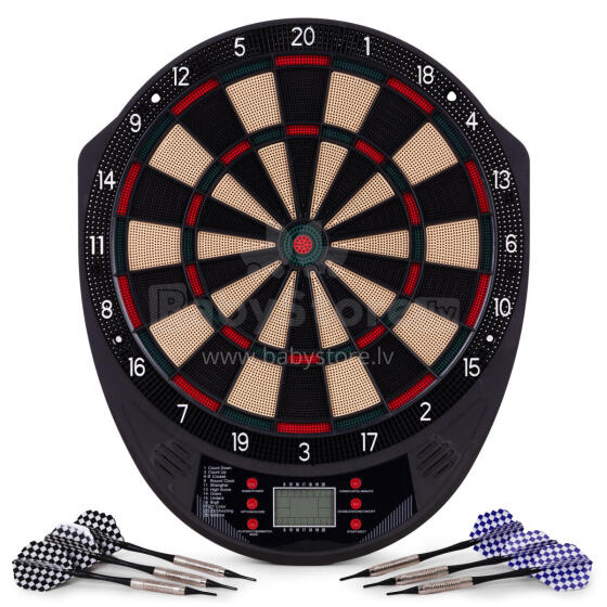 Elektroninė darto lenta, žaidimas su strėlėmis, LCD ekranas 41 cm, 26 žaidimų, 6 strėlių rinkinys