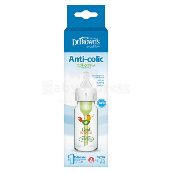 Dr. Brown's SB41631 Standarta pudele 120ml OPTIONS+ Stikla dekors Gaiļa