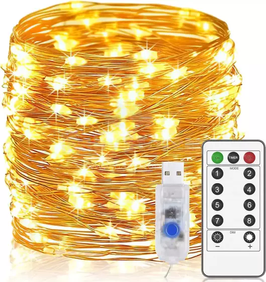 Home Company USB Fairy Light String Art.273036 USB Powered Fairy String Light in Warm White 2 Meters 20 LED