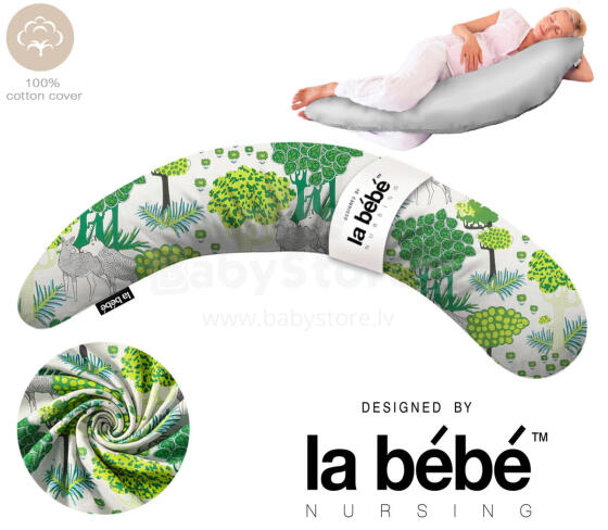 La Bebe™ Moon Cotton Maternity Pillow Art.20608166 Nordic Forest. Large pregnancy pillow with Memory Foam filling (especially soft and quiet filling)