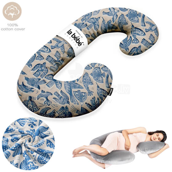 La Bebe™ Maternity Pillow Cotton Sì -Duo Art.90612661 Nordic Birds. Multifunctional maternity pillow with memory foam filling