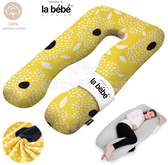 La Bebe™ Cushy Maternity Pillow Art. 70608146 Nordic Seeds. Multifunctional Pregnancy Pillow (U-Shaped), Polyester Fiber Filling, 155×80 cm