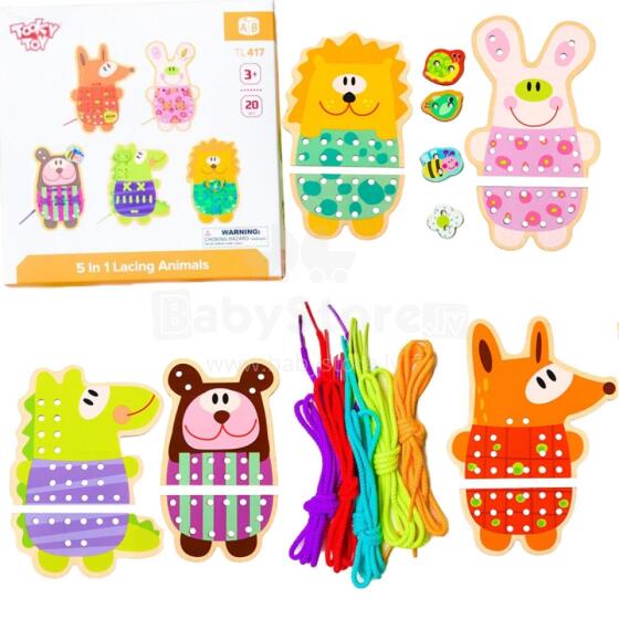 TOOKY TOY Medinis Įgūdžių Žaidimas Gyvūnų Siuvimas 5in1