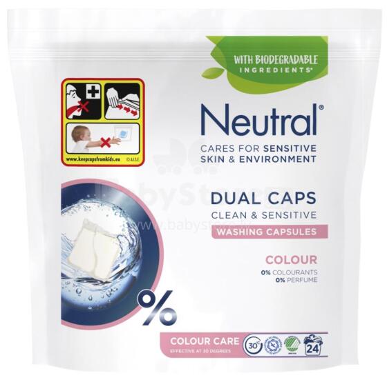 NEUTRAL skalbimo kapsulės spalvotiems skalbiniams DUO COLOUR, 24 vnt. | Art.: 285059