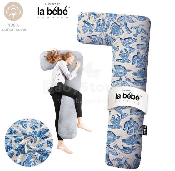 La Bebe ™ minkštos pagalvėlės 90612661 Nordic Birds. medvilnės slaugos nėščios nėščios pasagos pagalvė su užvalkalu [2 užvalkalai], 180 cm