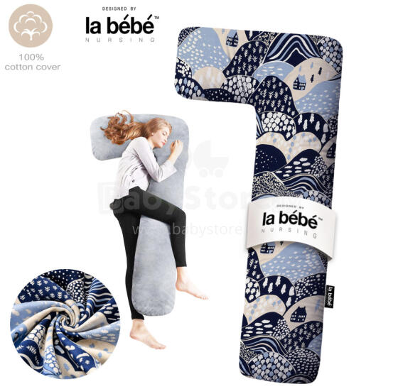 La Bebe ™ minkštos pagalvėlės Art. 00608159 Nordic Hills. medvilnės slaugos nėščios nėščios pasagos pagalvė su užvalkalu [2 užvalkalai], 180 cm