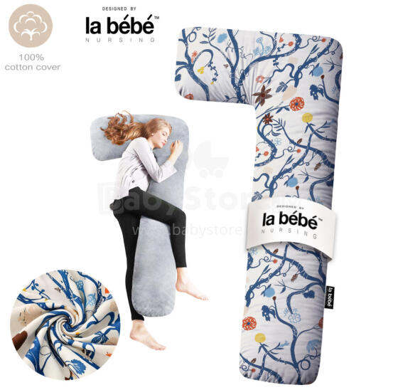 La Bebe ™ minkštos pagalvėlės Art. 50608147 Nordic Branches. medvilnės slaugos nėščios nėščios pasagos pagalvė su užvalkalu [2 užvalkalai], 180 cm