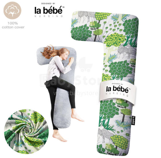 La Bebe ™ minkštos pagalvėlės Art. 20608166 Nordic Forest. medvilnės slaugos nėščios nėščios pasagos pagalvė su užvalkalu [2 užvalkalai], 180 cm