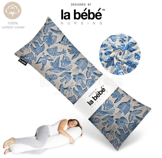 „La Bebe ™“ lengvoji motinystės pagalvė Art.90612661 Nordic Birds. Daugiafunkcinė miego pagalvė 135 x 50 cm