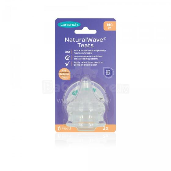 Lansinoh NaturalWave® Medium Flow Teats GB Art.75910 greito pratekėjimo žindukas 2 vnt