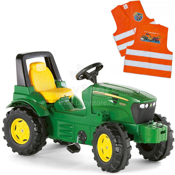 ROLLY TOYS John Deere pedalinis traktorius + nemokama atšvaitinė liemenė vaikams