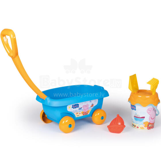SMOBY Vežimėlis su Kibiru ir Smėlio Priedais Peppa Piga