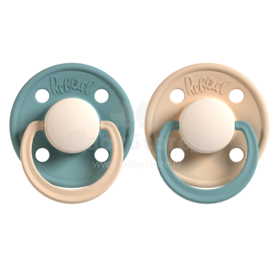 Rebael Round Latex Art.276176 Colour Mix Pacifier (nipple) made of 100% natural rubber 6+ months (2 pcs.)