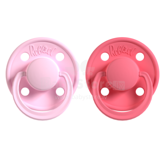 Rebael Round Latex Art.276190 Colour Mix Pacifier (nipple) made of 100% natural rubber 0-6 months (2 pcs.)