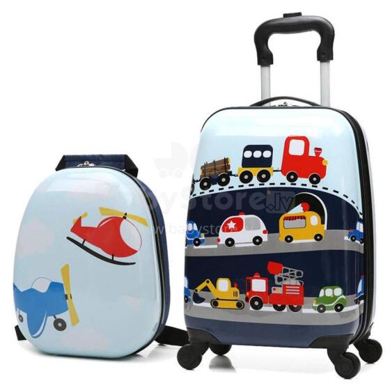 Vehicles Suitcase+Backpack  Art.BC-P-002 Vaikų lagaminas ant ratų