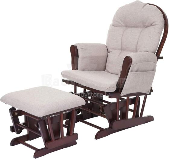 Mendler Relaxing Rocking Chair Art.HWC-C76 Cream/Brown supamoji kėdė