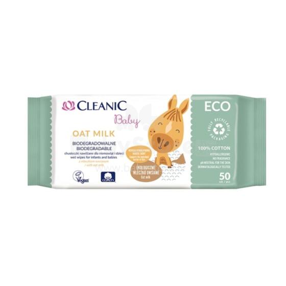 Drėgnos servetėlės ​​kūdikiams &bdquo;Cleanic Baby Eco Oat Milk&ldquo; 50 vnt.