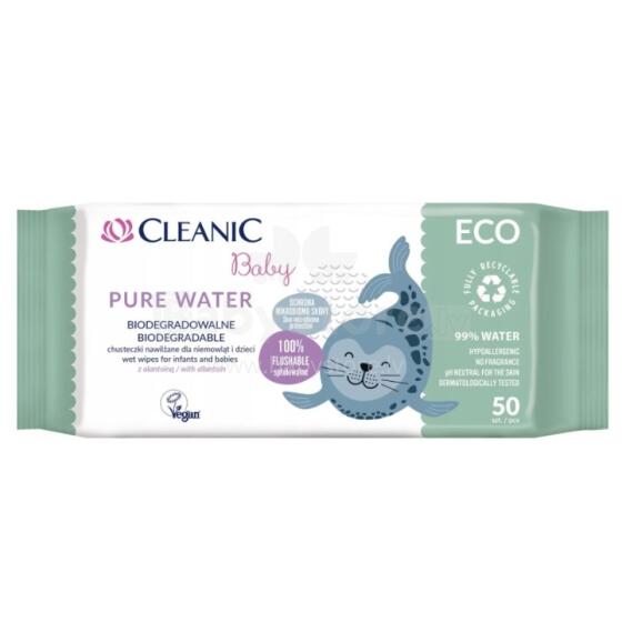 Drėgnos servetėlės ​​kūdikiams &bdquo;Cleanic Baby Eco Pure Water&ldquo; 50 vnt.