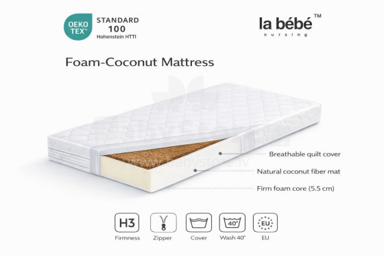 La Bebe™ Mattress Cononut-Foam Art.279426 Kokoso putų čiužinys 120x60 cm